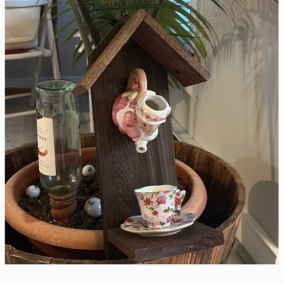 Rustic Wooden Handmade Bird Feeder Teal  Me Meet Again - Picture 11 of 14